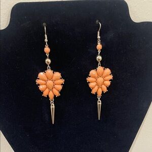 Elegant Floral Coral Drop Earrings